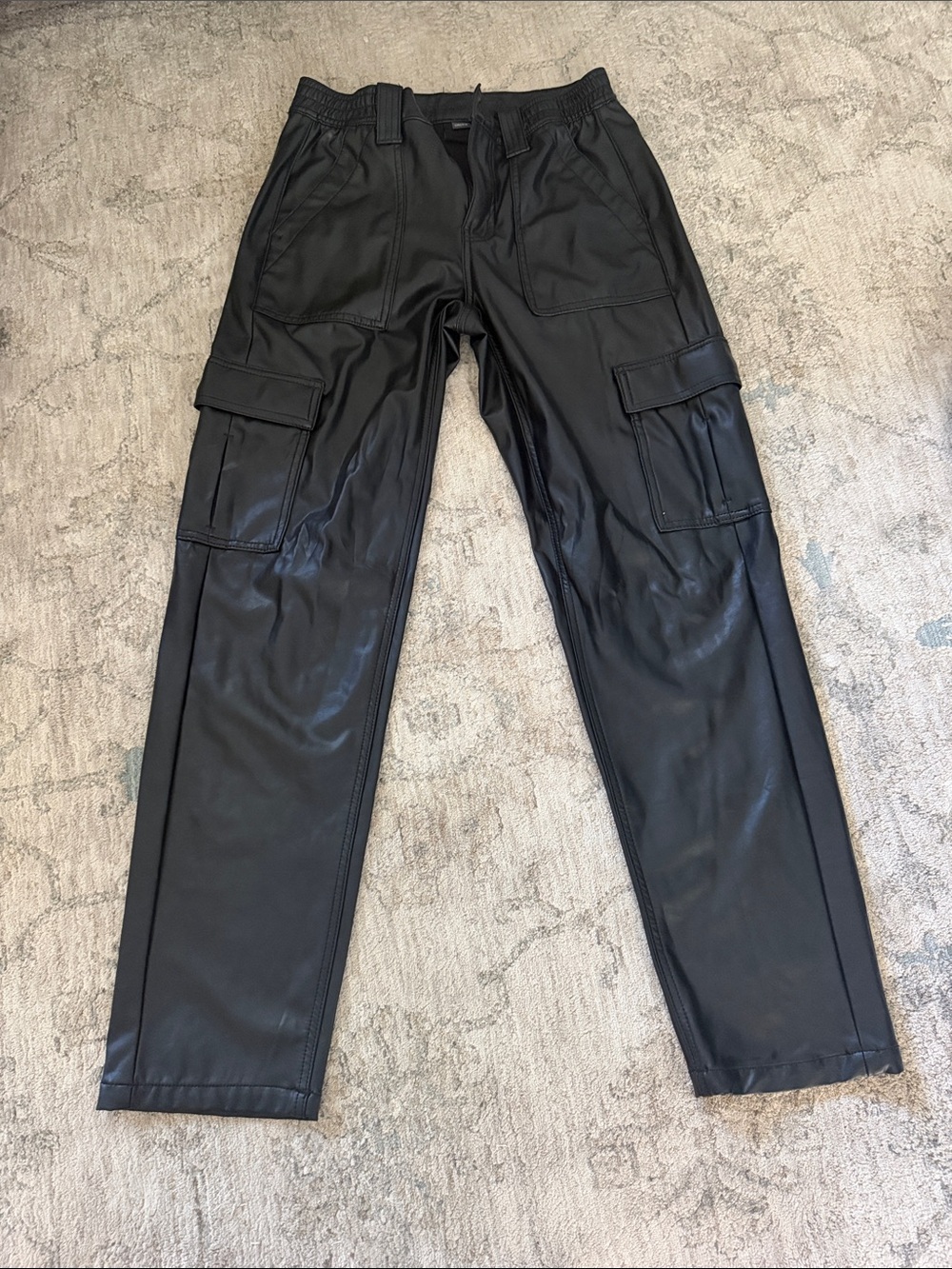 American Eagle Outfitters Black Faux Leather Cargo Pants